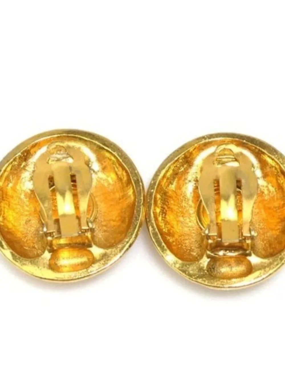 Auth CHANEL Logo Clip on Earrings Gold Metal - e60925k